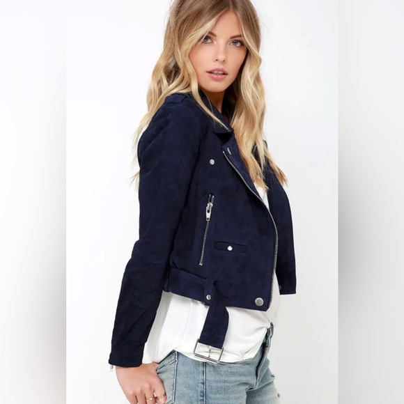 BLANK NYC Navy Suede Jacket - Picture 5 of 7